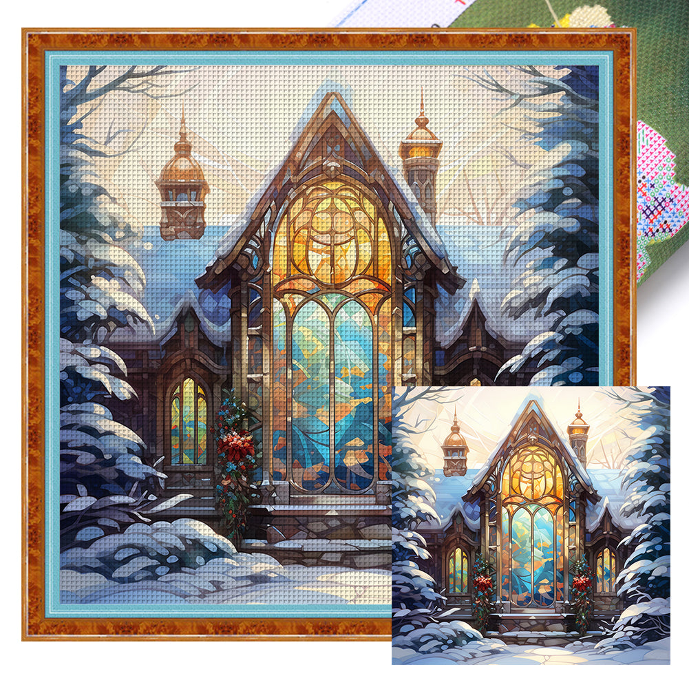 Glass Painting-Igloo - 11CT Stamped Cross Stitch 40*40CM