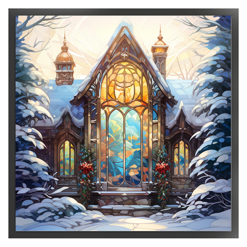 Glass Painting-Igloo - 11CT Stamped Cross Stitch 40*40CM