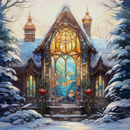 Glass Painting-Igloo - 11CT Stamped Cross Stitch 40*40CM