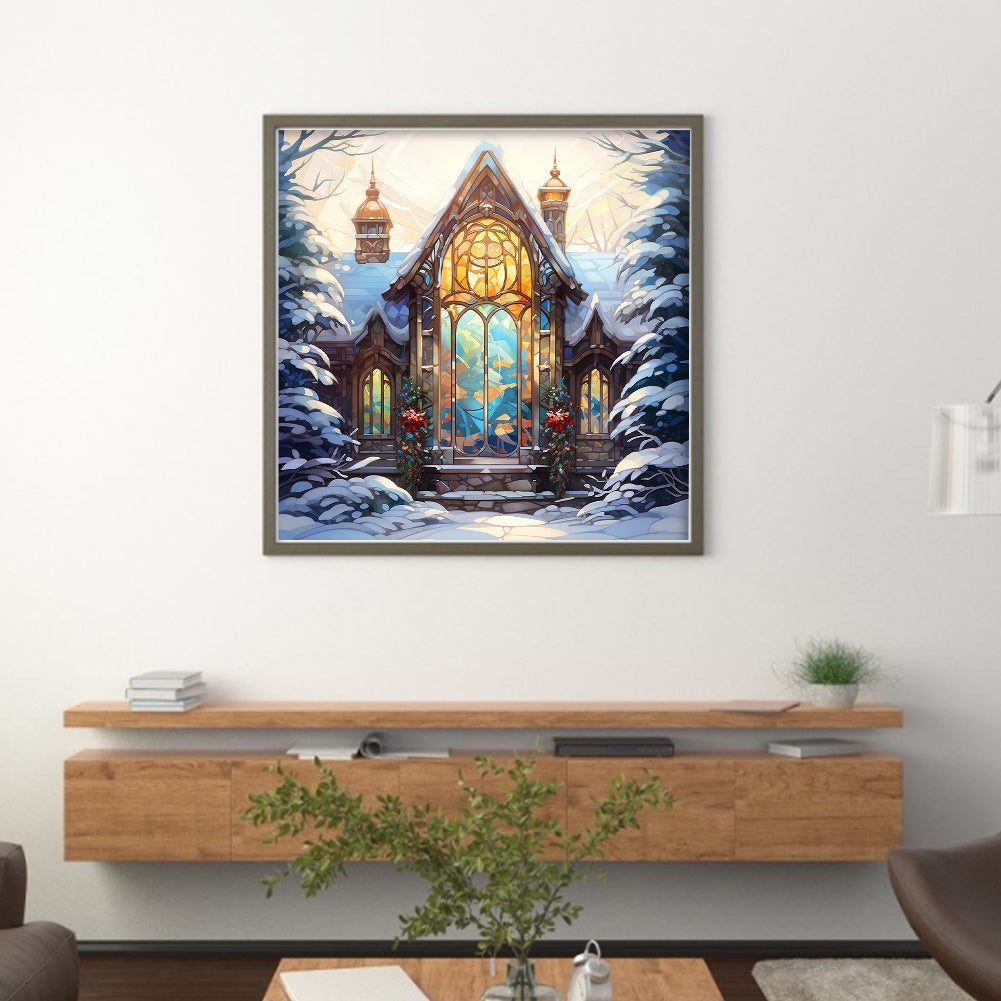 Glass Painting-Igloo - 11CT Stamped Cross Stitch 40*40CM