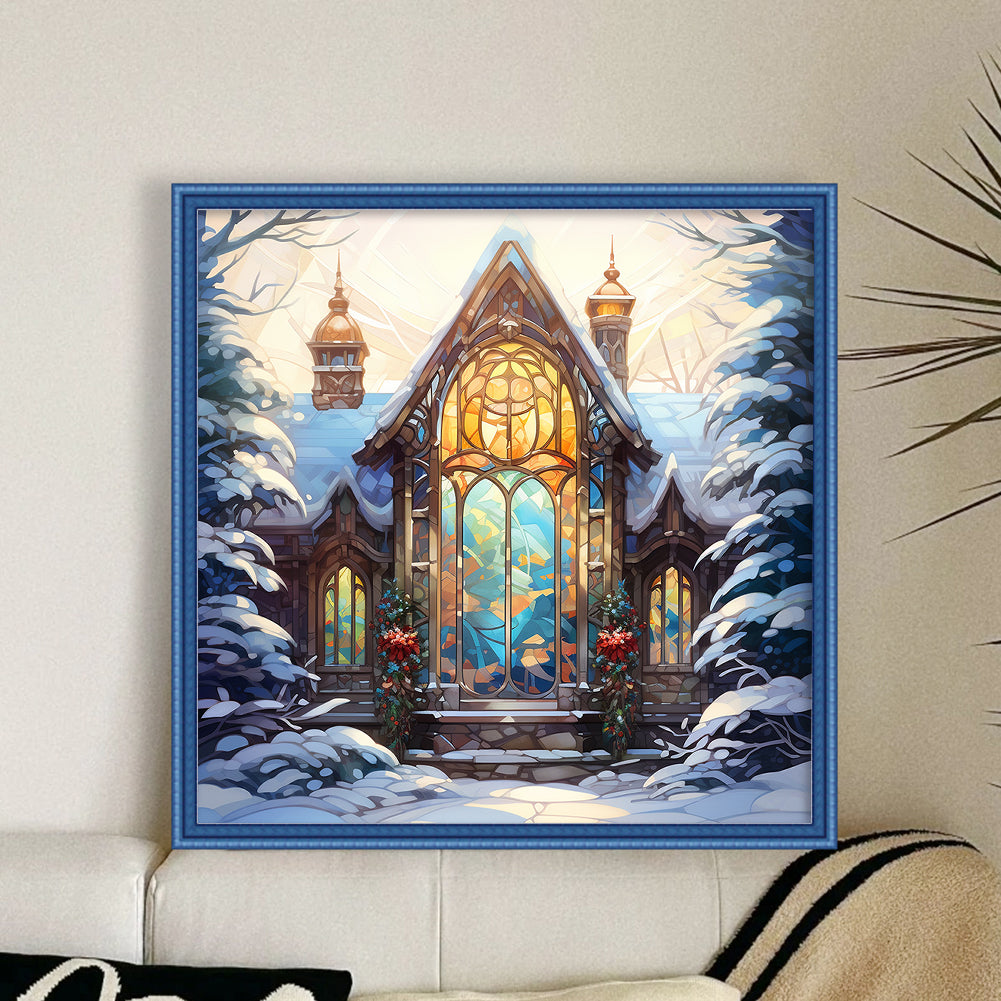 Glass Painting-Igloo - 11CT Stamped Cross Stitch 40*40CM