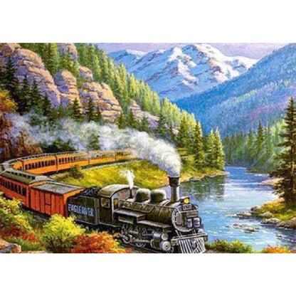 Train - Full AB Dril Round Diamond Painting 50*70CM