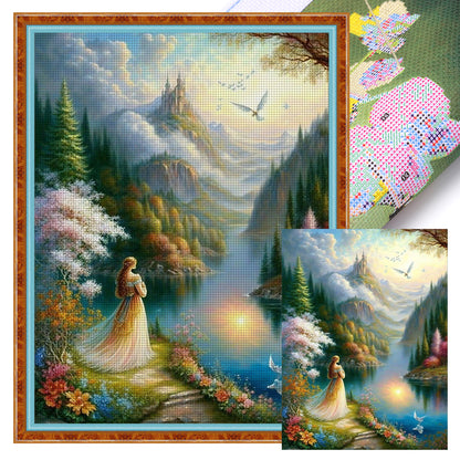 Beautiful Scenery In The Mountains - 11CT Stamped Cross Stitch 40*55CM