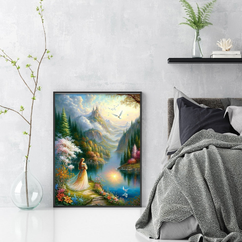 Beautiful Scenery In The Mountains - 11CT Stamped Cross Stitch 40*55CM