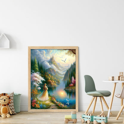 Beautiful Scenery In The Mountains - 11CT Stamped Cross Stitch 40*55CM