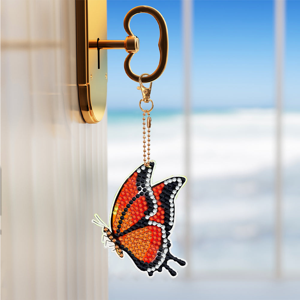 10PCS Double Sided Special Shape Diamond Painting Art Keychain Pendant Butterfly