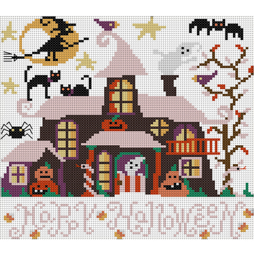 Halloween Cabin - 11CT Stamped Cross Stitch 32*28CM£¨Joy Sunday£©