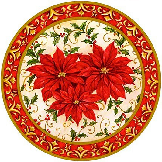 Christmas Red Flowers - Full Round Drill Diamond Painting 40*40CM