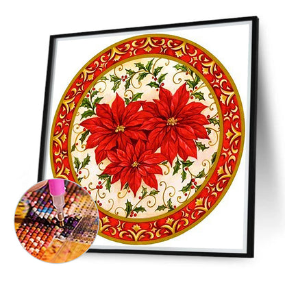 Christmas Red Flowers - Full Round Drill Diamond Painting 40*40CM