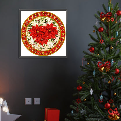 Christmas Red Flowers - Full Round Drill Diamond Painting 40*40CM