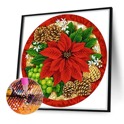 Christmas Floral Decorations - Full Round Drill Diamond Painting 40*40CM