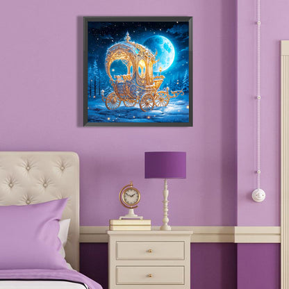 Pumpkin Cart Under The Quiet Moon - Full Round Drill Diamond Painting 40*40CM