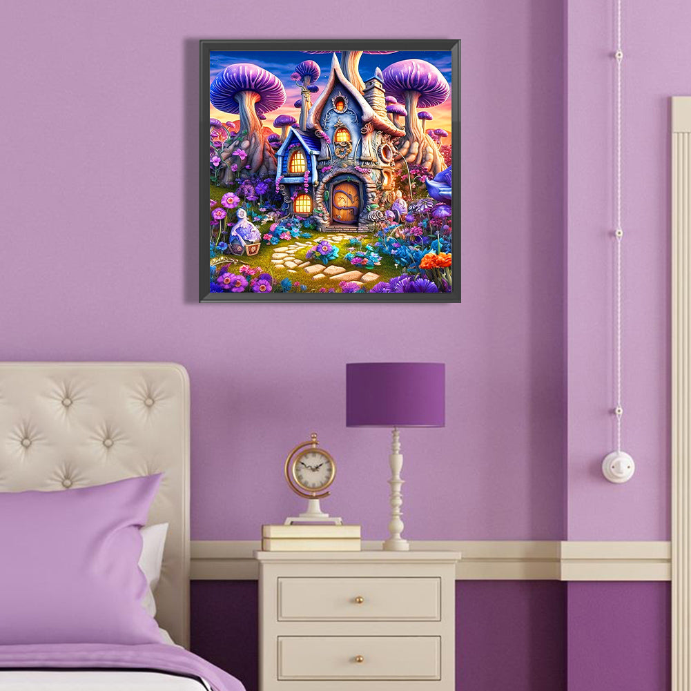 Tranquil Mushroom House - Full Round Drill Diamond Painting 40*40CM