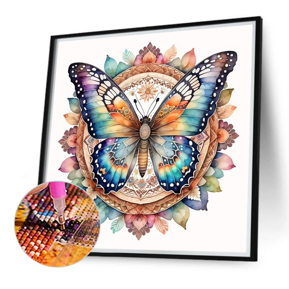 Floral Butterfly - Full Round Drill Diamond Painting 40*40CM