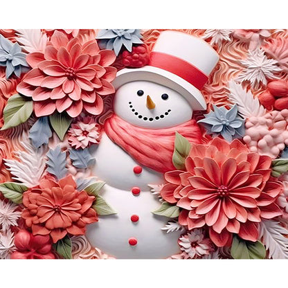 Paper Sculpture Red Snowman - Full Round Drill Diamond Painting 40*50CM