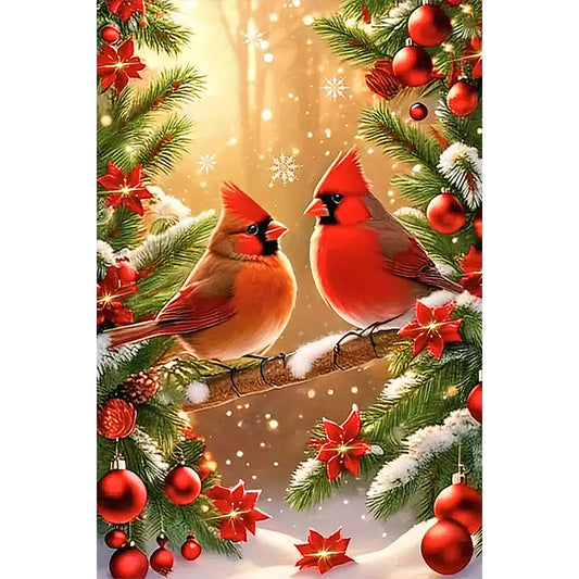 Christmas Model Two Cardinals - Full Round Drill Diamond Painting 40*60CM