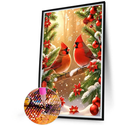 Christmas Model Two Cardinals - Full Round Drill Diamond Painting 40*60CM