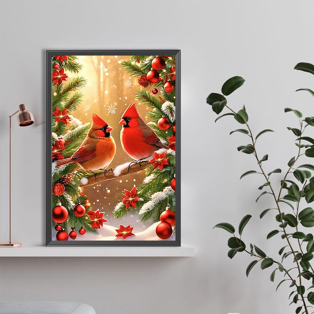 Christmas Model Two Cardinals - Full Round Drill Diamond Painting 40*60CM