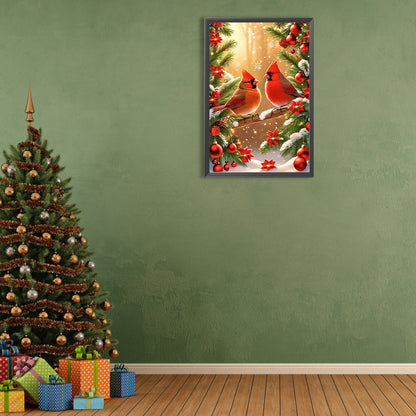 Christmas Model Two Cardinals - Full Round Drill Diamond Painting 40*60CM