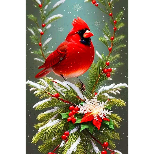 Christmas Cardinals On The Tree - Full Round Drill Diamond Painting 40*60CM