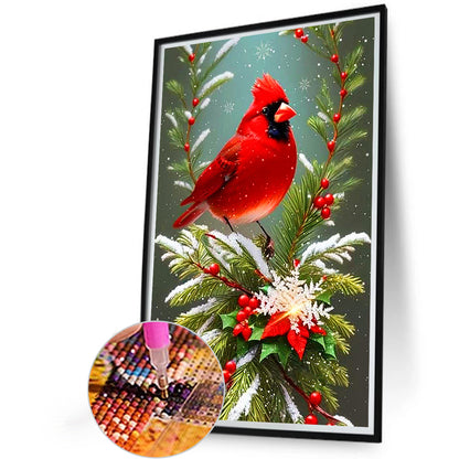 Christmas Cardinals On The Tree - Full Round Drill Diamond Painting 40*60CM