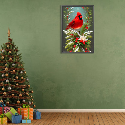 Christmas Cardinals On The Tree - Full Round Drill Diamond Painting 40*60CM