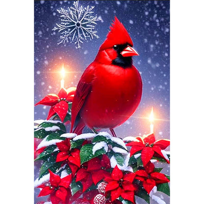 Christmas Cardinal On A Snowy Night - Full Round Drill Diamond Painting 40*60CM