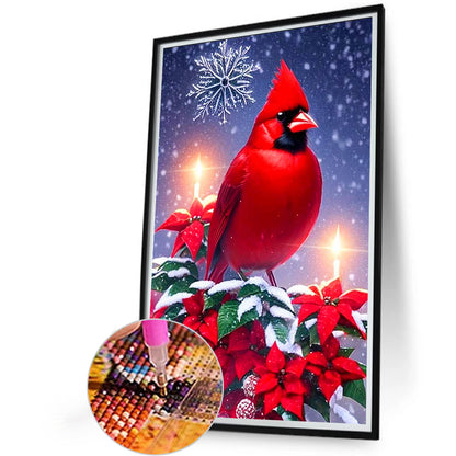 Christmas Cardinal On A Snowy Night - Full Round Drill Diamond Painting 40*60CM