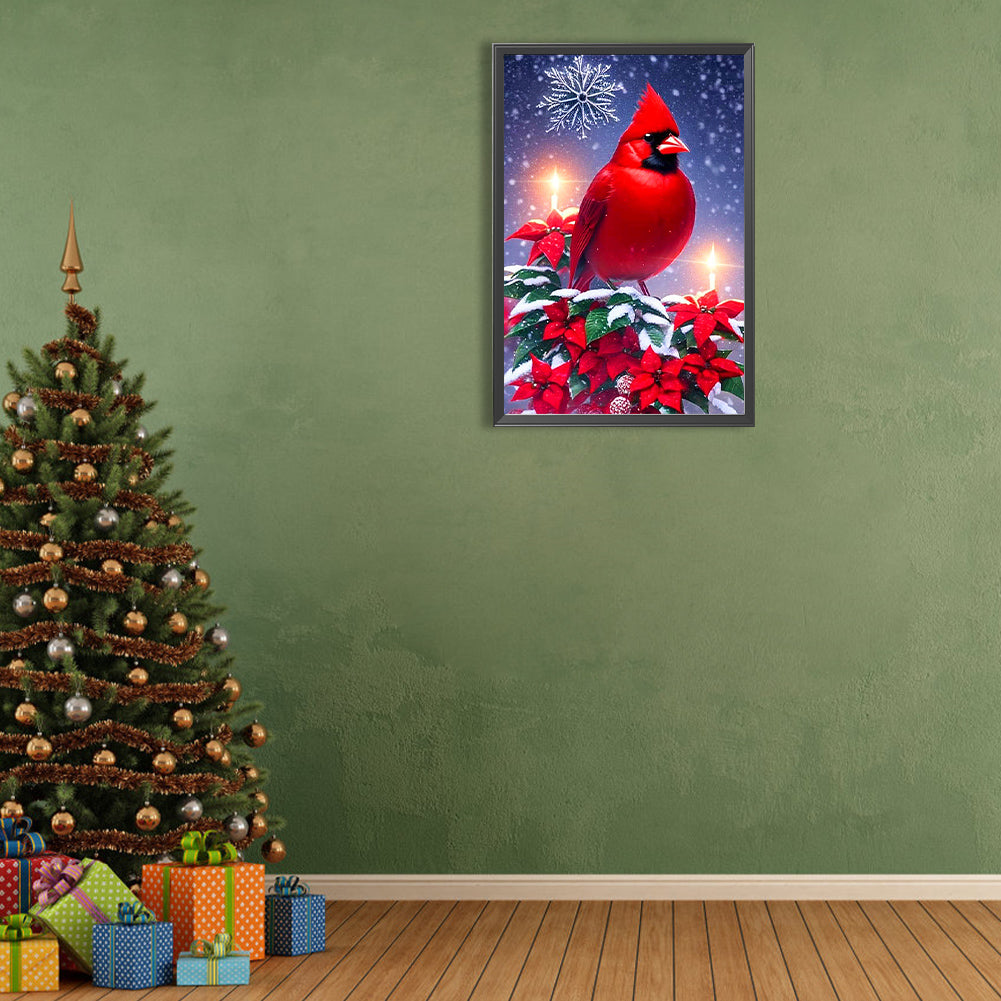 Christmas Cardinal On A Snowy Night - Full Round Drill Diamond Painting 40*60CM