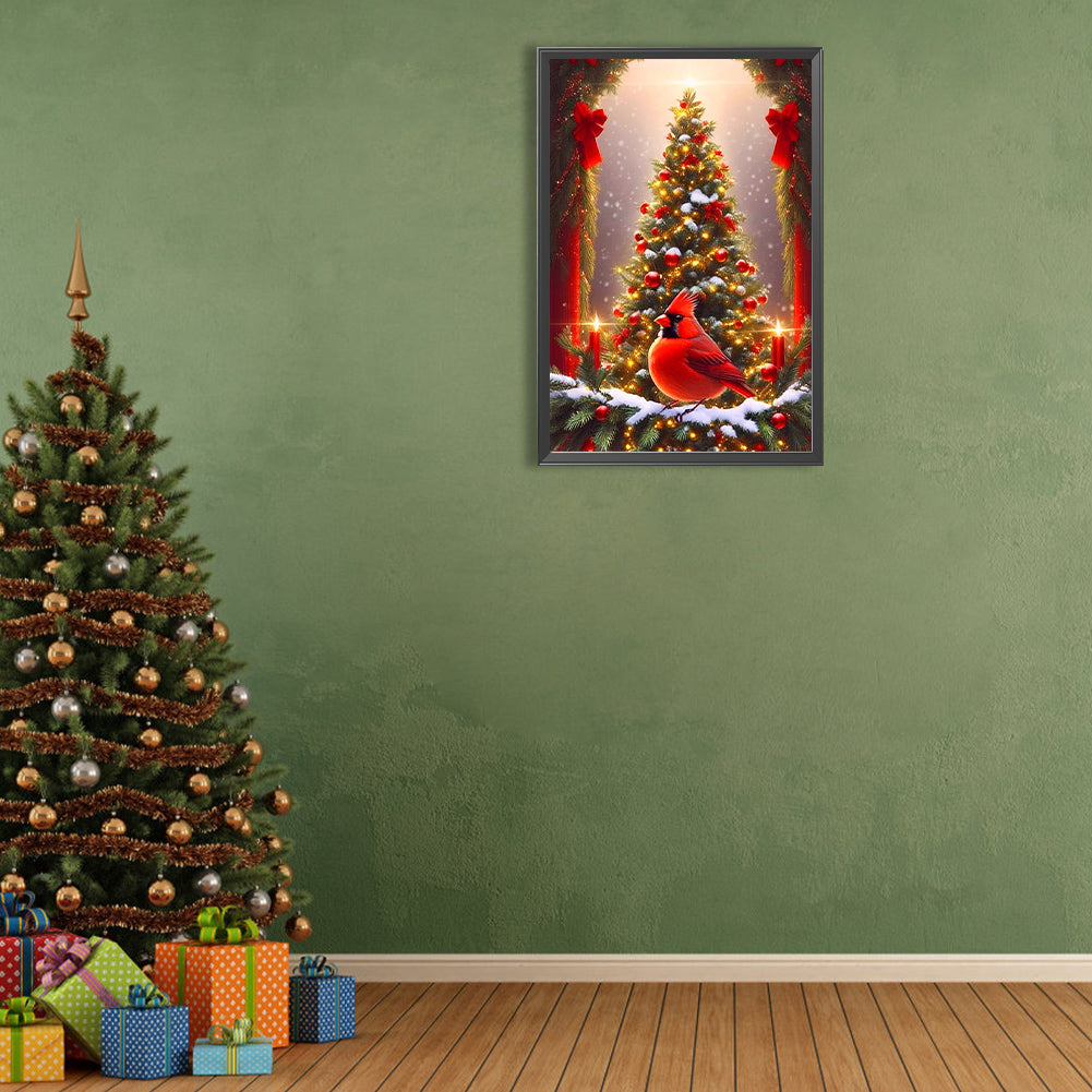 Christmas Model Christmas Tree And Cardinal - Full Round Drill Diamond Painting 40*60CM