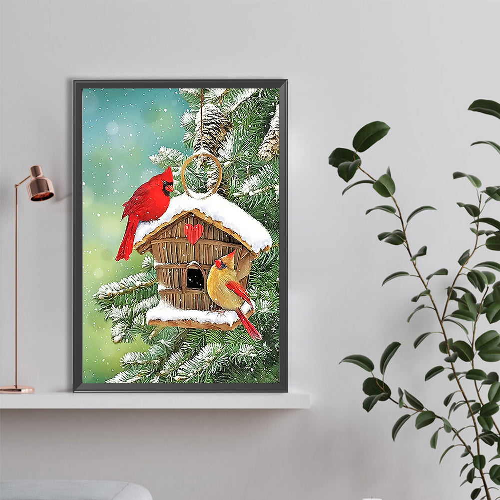 Christmas Bird'S House - Full Round Drill Diamond Painting 40*60CM