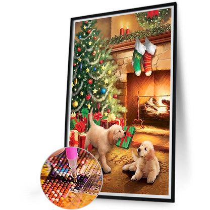 Christmas Gift-Giving Dog - Full Round Drill Diamond Painting 40*60CM