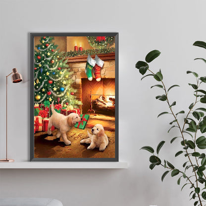 Christmas Gift-Giving Dog - Full Round Drill Diamond Painting 40*60CM