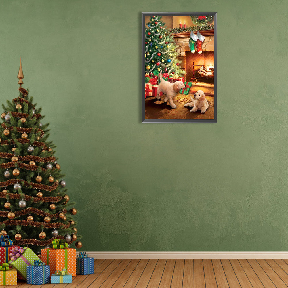 Christmas Gift-Giving Dog - Full Round Drill Diamond Painting 40*60CM