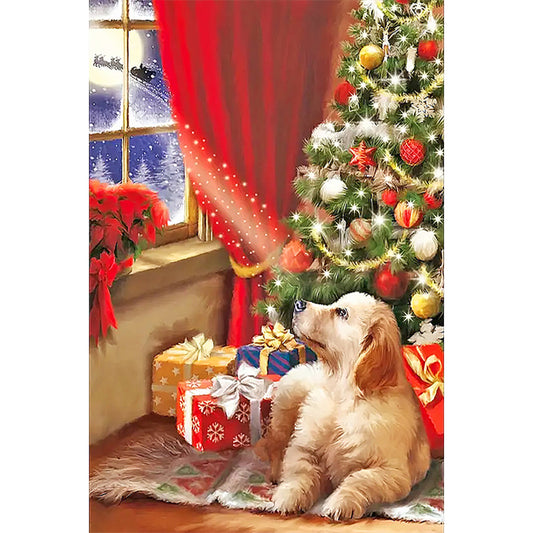 Christmas Model Saw The Dog On The Sled - Full Round Drill Diamond Painting 40*60CM