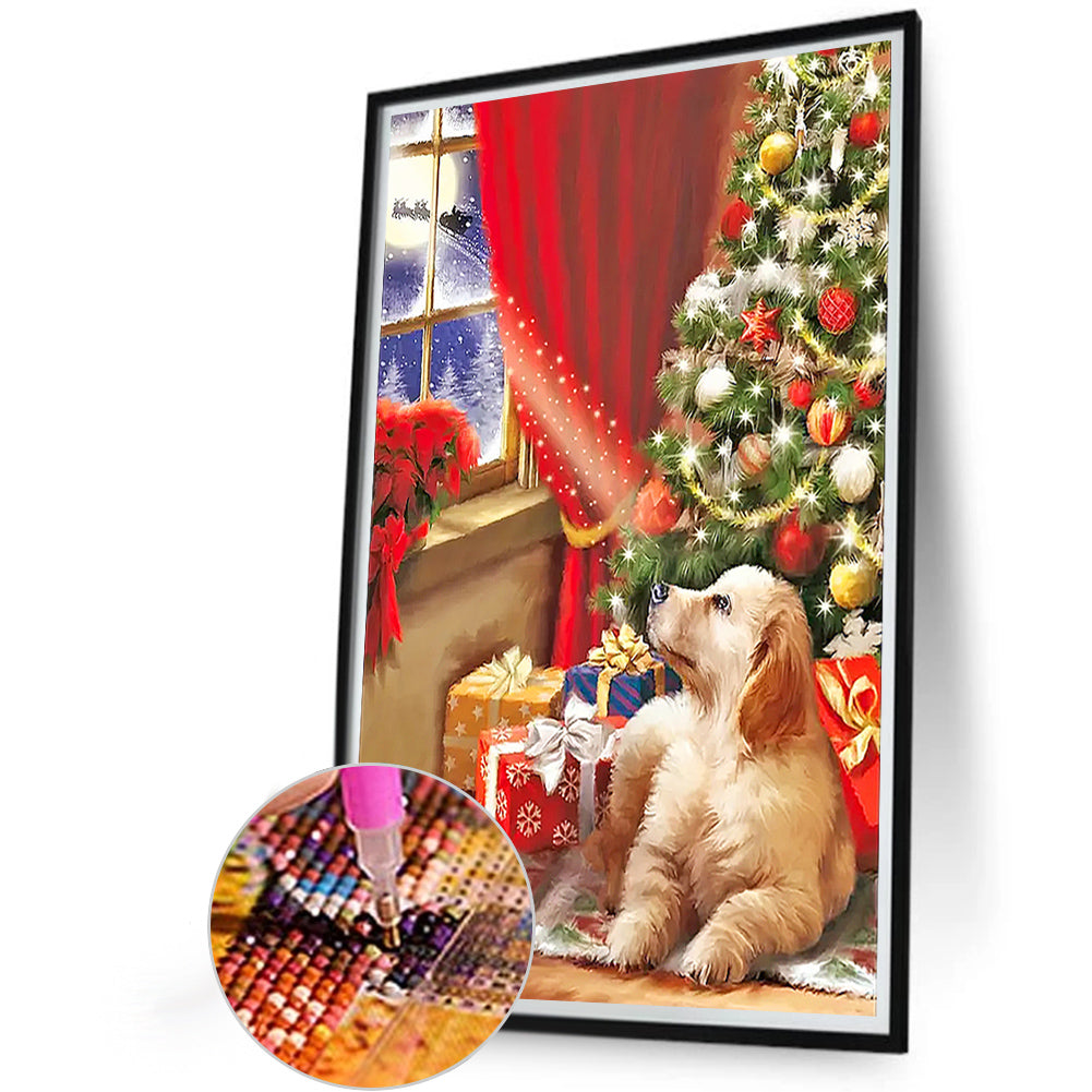 Christmas Model Saw The Dog On The Sled - Full Round Drill Diamond Painting 40*60CM