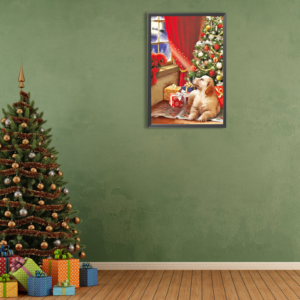 Christmas Model Saw The Dog On The Sled - Full Round Drill Diamond Painting 40*60CM