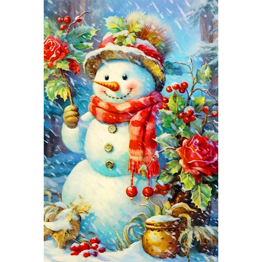 Christmas Snowman In The Snow - Full Round Drill Diamond Painting 40*60CM