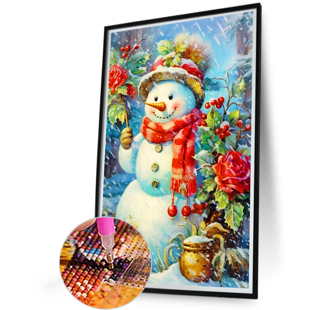 Christmas Snowman In The Snow - Full Round Drill Diamond Painting 40*60CM