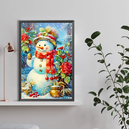 Christmas Snowman In The Snow - Full Round Drill Diamond Painting 40*60CM