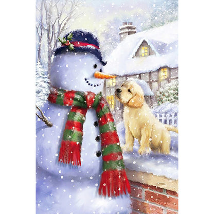 Christmas Model Dog And Snowman - Full Round Drill Diamond Painting 40*60CM