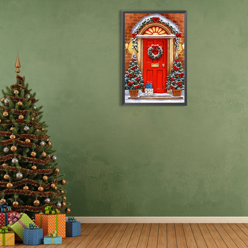 Christmas Style Front Door - Full Round Drill Diamond Painting 40*60CM