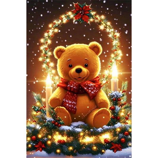 Christmas Teddy Bear - Full Round Drill Diamond Painting 40*60CM