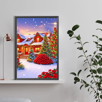 Christmas Model Christmas Scene Outside The Snow - Full Round Drill Diamond Painting 40*60CM