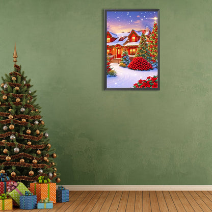 Christmas Model Christmas Scene Outside The Snow - Full Round Drill Diamond Painting 40*60CM