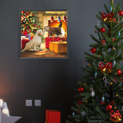 Christmas Cat And Dog - Full Round Drill Diamond Painting 40*40CM