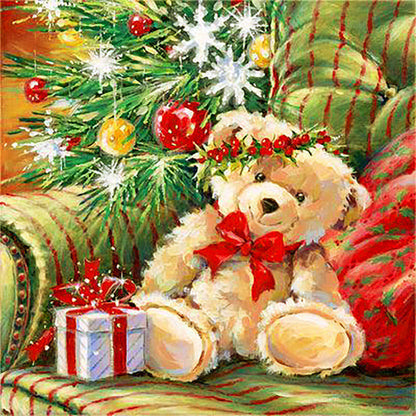 Christmas Teddy Bear - Full Round Drill Diamond Painting 40*40CM