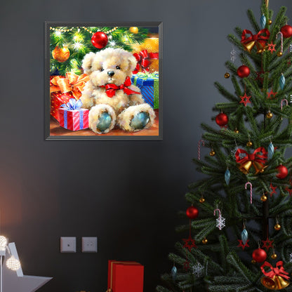 Christmas White Bear Doll - Full Round Drill Diamond Painting 40*40CM