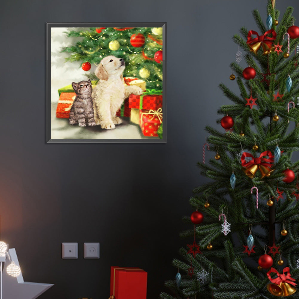 Christmas Cats And Dogs - Full Round Drill Diamond Painting 40*40CM