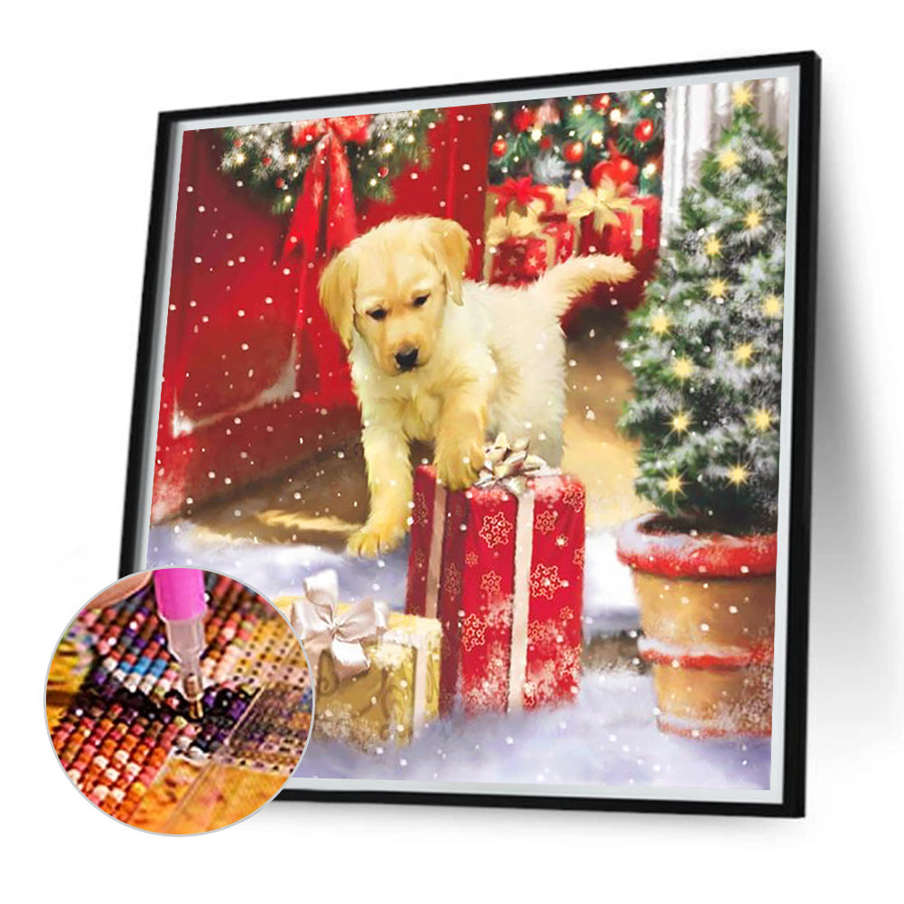 Christmas Dog - Full Round Drill Diamond Painting 40*40CM